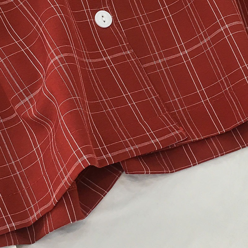 復古港風格子襯衫女設計感小眾流行古著甜美短款上衣女夏-細節圖4