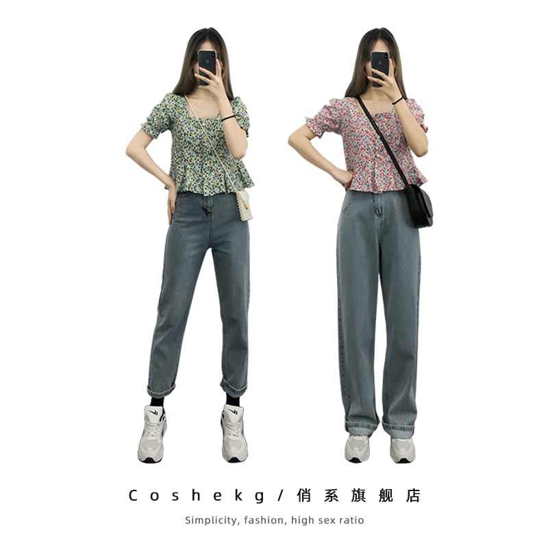 紫色法式襯衫女設計感小眾夏季潮流泡泡袖方領上衣燈籠袖襯衣-細節圖4