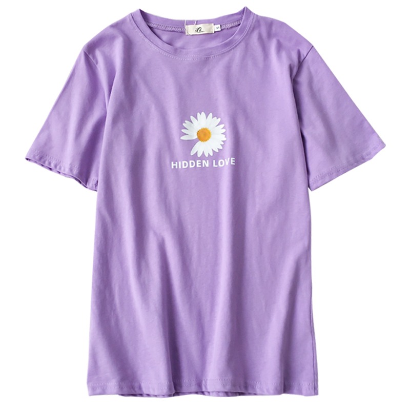 新款夏季高腰短款顯瘦紫色短袖T恤女 夏裝女裝ins上衣服潮-細節圖5