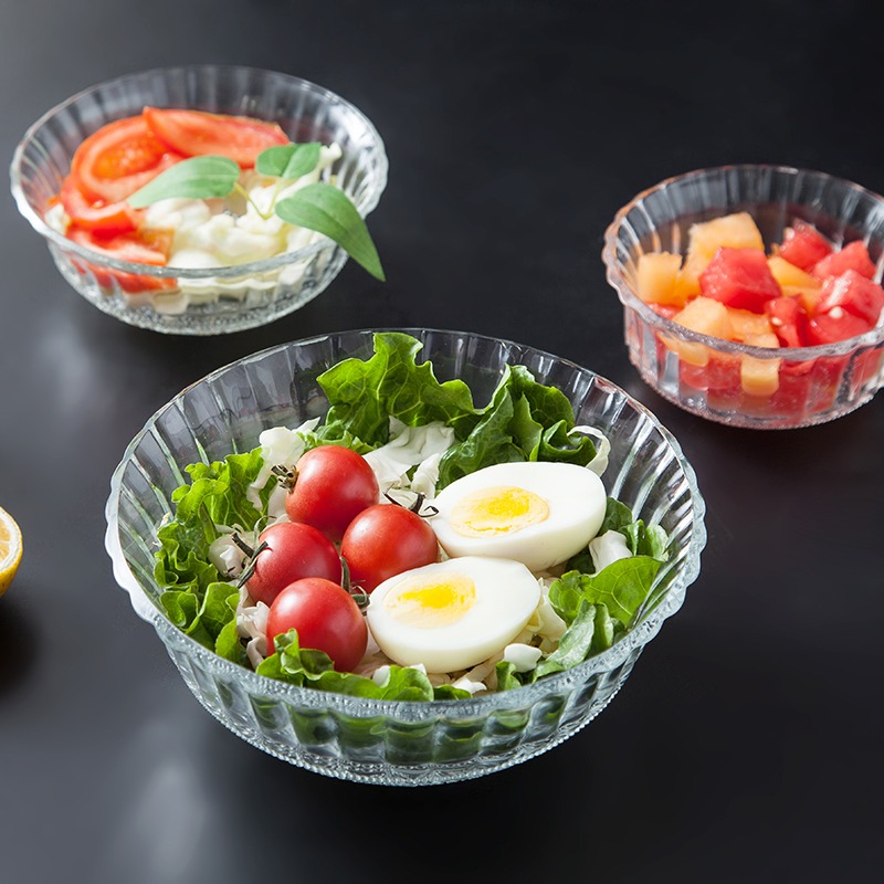 透明玻璃碗家用甜品水果沙拉碗大號耐熱湯碗創意喫飯小餐具泡麪碗-細節圖2