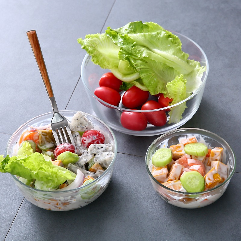 透明玻璃碗家用甜品水果沙拉碗大號耐熱湯碗創意喫飯小餐具泡麪碗-細節圖3