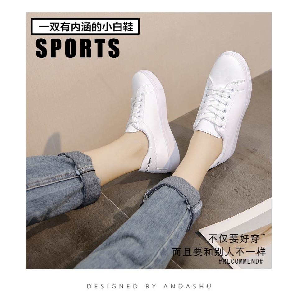 小白鞋女2022春秋季新款時尚百搭純色學生圓頭板鞋運動休閑單鞋潮-細節圖5