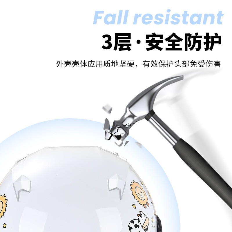 電瓶電動車頭盔灰男女士半盔夏季四季通用防曬夏季全盔可愛安全帽-細節圖3