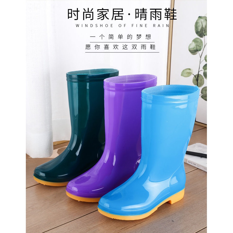 新款中筒單鞋雨鞋雨靴防水鞋膠鞋套鞋水靴女時尚成人防滑高筒雨鞋-細節圖5