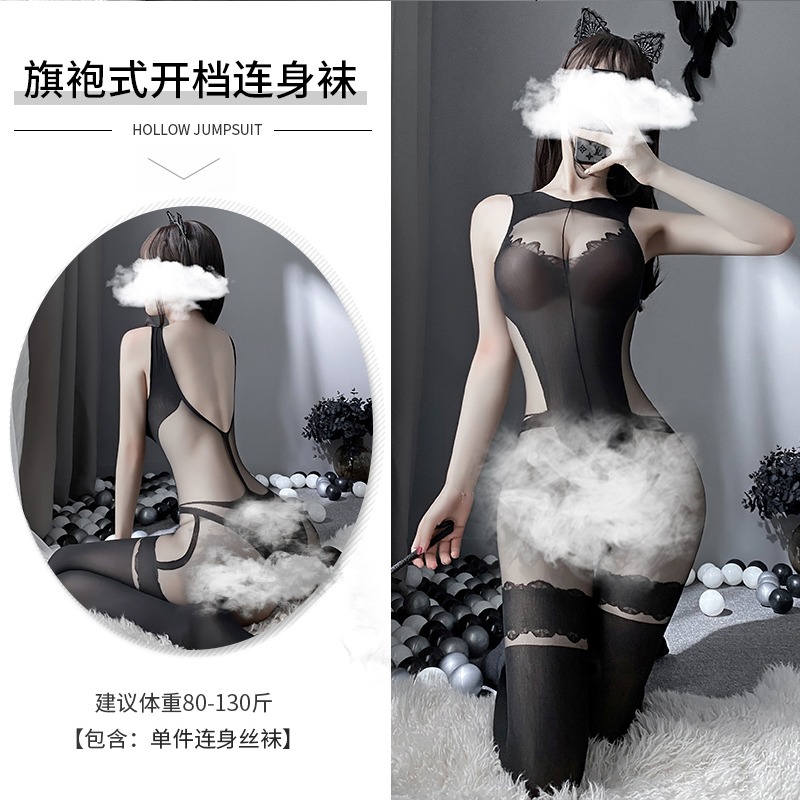 唯美緊身網紗透視誘惑情趣內衣掛脖深V薄紗睡裙牀上挑逗情趣內衣-細節圖9
