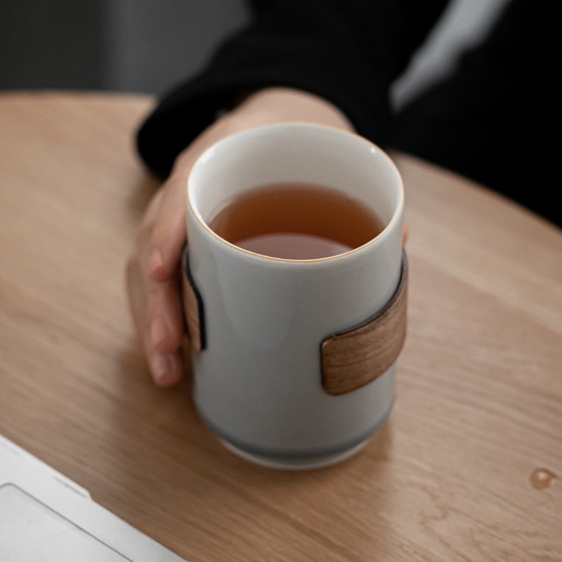 簡約直筒喝水杯大容量防燙隔熱口杯日式杯子陶瓷個人杯辦公室家用-細節圖4