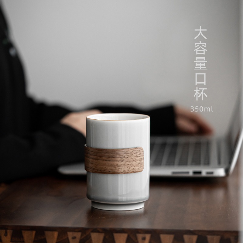 簡約直筒喝水杯大容量防燙隔熱口杯日式杯子陶瓷個人杯辦公室家用-細節圖5