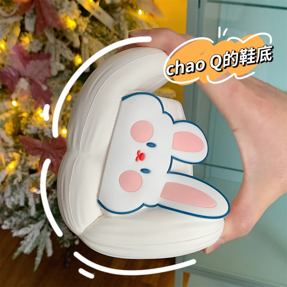 女夏季新款居家少女心防滑踩屎感涼拖鞋韓系軟萌可愛兔子厚底拖鞋-細節圖4