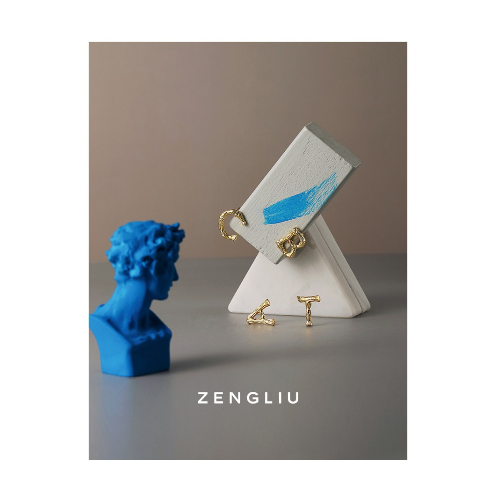 ZEGL字母耳釘女ins風2022年新款潮耳環小眾設計感高級925銀針耳飾-細節圖6