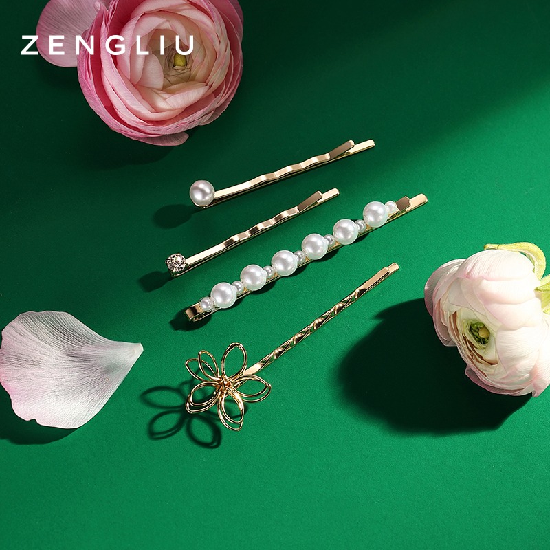 ZEGL仿珍珠發卡女頭飾夾子韓國劉海夾一字夾成人發夾邊夾少女頂夾-細節圖2
