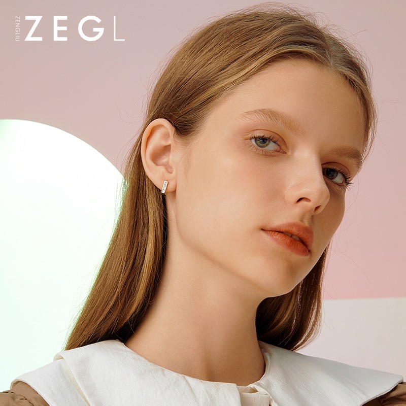 ZEGL高級感耳釘簡約冷淡風女小巧精緻耳扣耳環2022年新款潮耳飾品-細節圖4