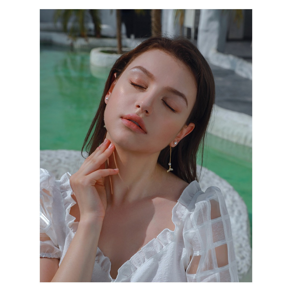 ZENGLIU魚尾貝殼流蘇耳環女長款氣質耳墜仿珍珠耳釘925銀針耳飾品-細節圖9
