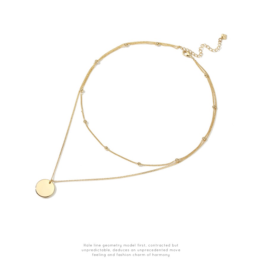 ZENGLIU雙層項鏈女鎖骨鏈潮網紅硬幣金幣吊墜小眾簡約ins頸鏈飾品-細節圖6