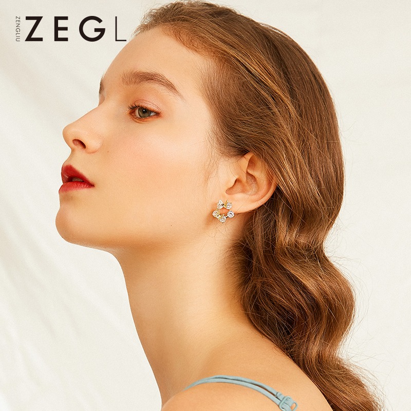 ZEGL韓式網紅耳釘女鏤空法式蝴蝶耳環氣質韓國個性簡約時尚耳飾品-細節圖2