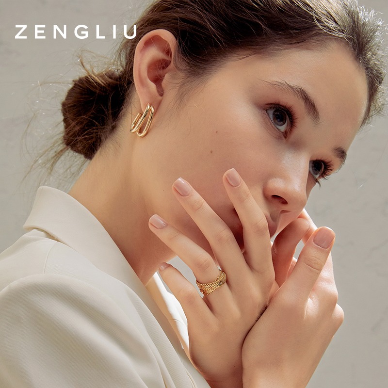 ZENGLIU弧形耳釘簡約耳圈女ins冷淡風氣質網紅耳環925銀針耳飾品-細節圖3