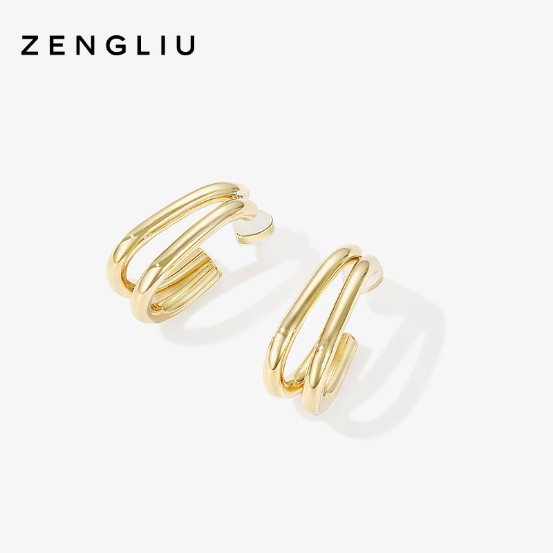 ZENGLIU弧形耳釘簡約耳圈女ins冷淡風氣質網紅耳環925銀針耳飾品-細節圖4