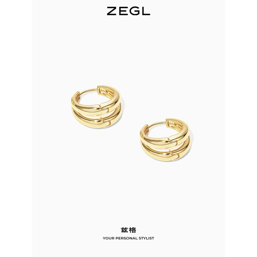ZEGL圓環耳環女2022年新款潮耳扣耳釘ins歐美風設計感復古耳飾品-細節圖3