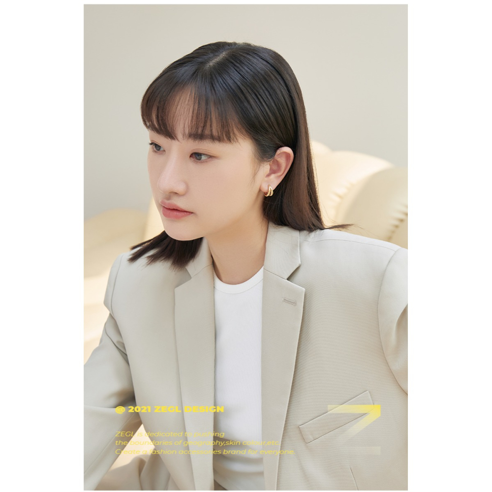 ZEGL圓環耳環女2022年新款潮耳扣耳釘ins歐美風設計感復古耳飾品-細節圖6