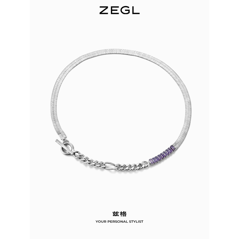 ZEGL甜酷ot扣蛇骨項鏈女ins潮小眾設計嘻哈簡約冷淡風鎖骨鏈配飾-細節圖3
