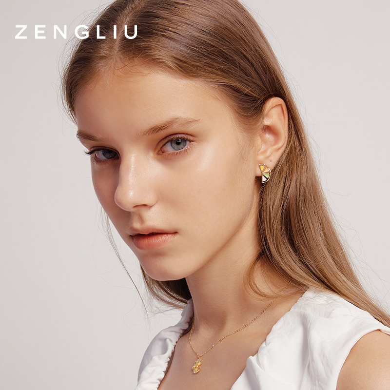ZEGL水果檸檬耳釘女不對稱耳環2022年新款潮小清新簡約夏天耳飾品-細節圖2