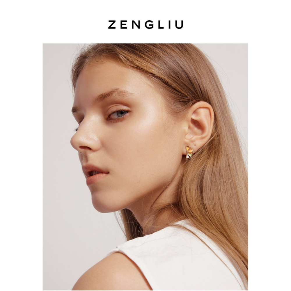 ZEGL水果檸檬耳釘女不對稱耳環2022年新款潮小清新簡約夏天耳飾品-細節圖5