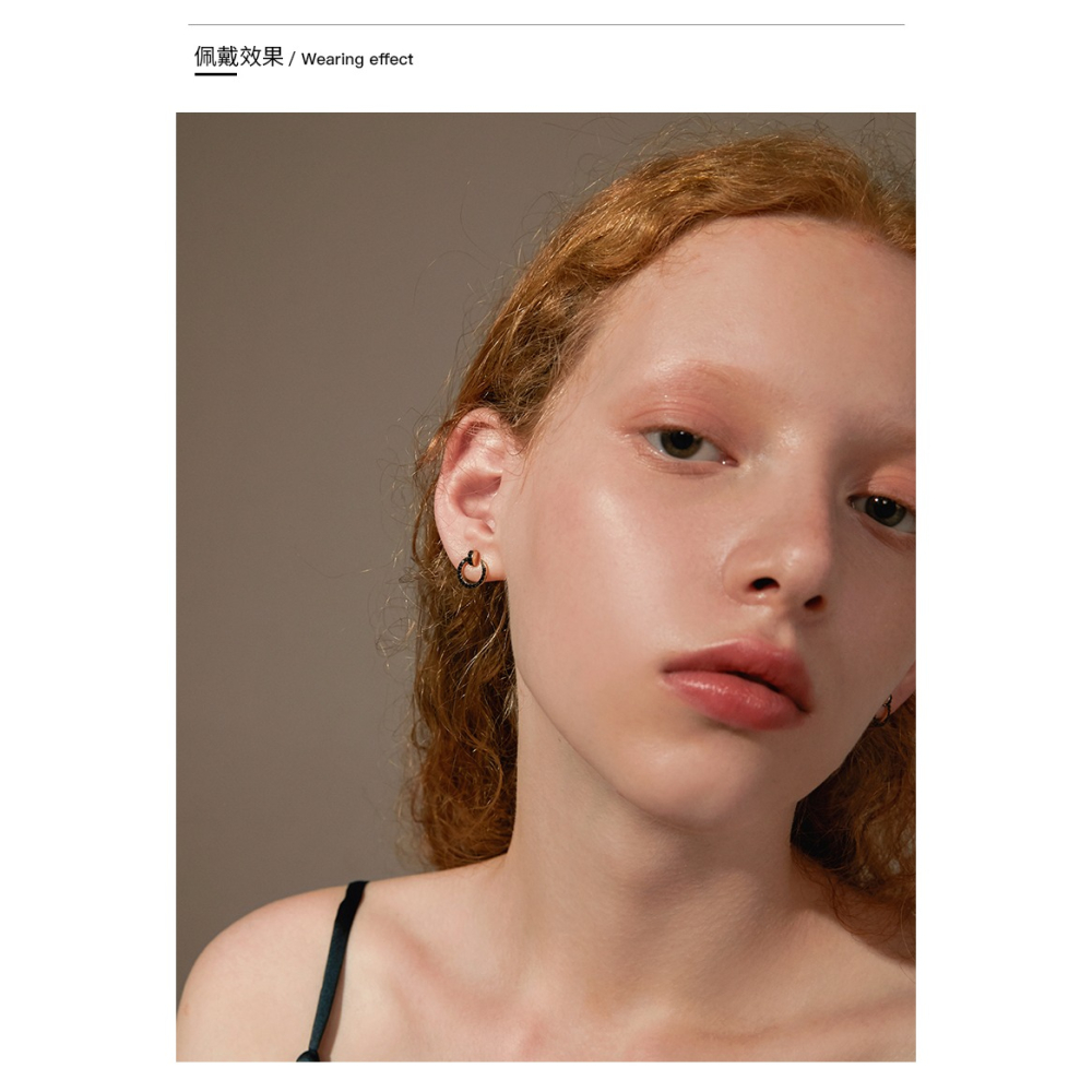 ZEGL黑色圓形耳釘簡約冷淡風耳環女小巧2022新款潮網紅氣質耳飾品-細節圖7