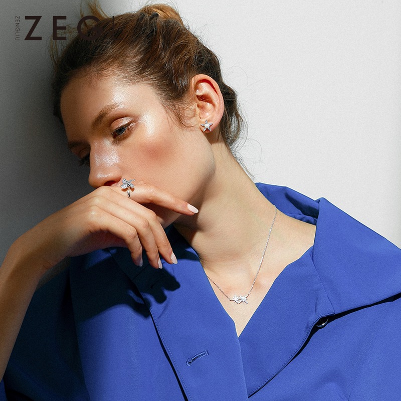 ZENGLIU八芒星項鏈女鎖骨鏈簡約韓版學生森系小清新吊墜鏈子配飾-細節圖2