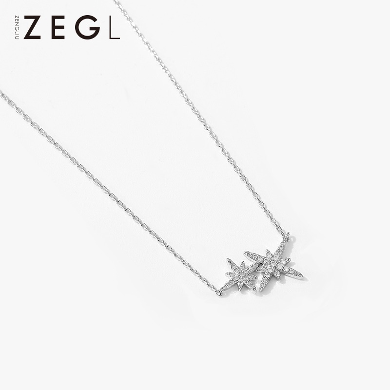 ZENGLIU八芒星項鏈女鎖骨鏈簡約韓版學生森系小清新吊墜鏈子配飾-細節圖3