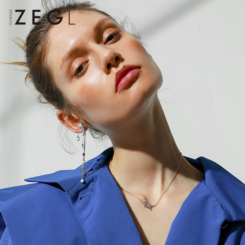 ZENGLIU八芒星項鏈女鎖骨鏈簡約韓版學生森系小清新吊墜鏈子配飾-細節圖4