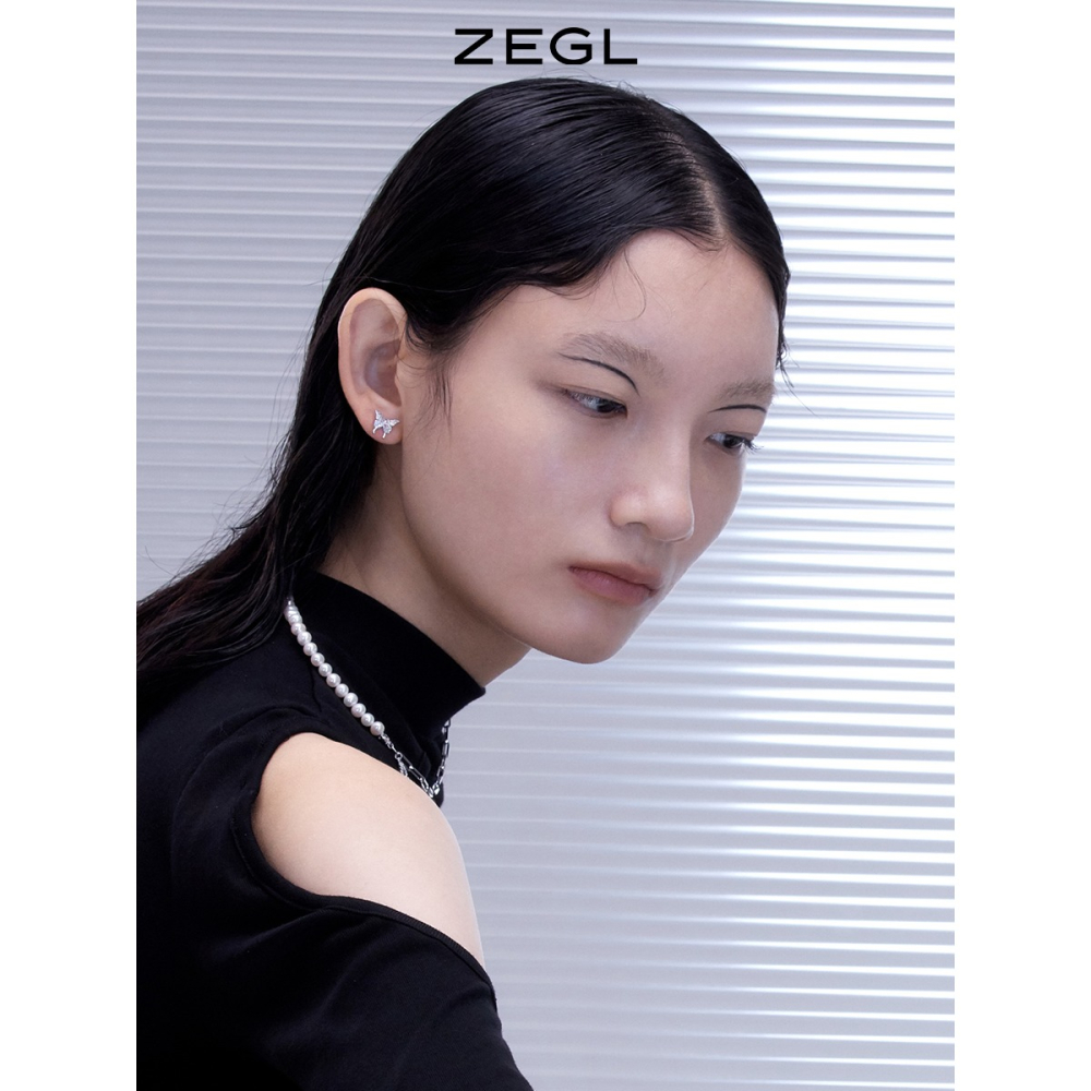 ZEGL蝴蝶耳釘女小眾設計感高級耳環耳夾無耳洞耳骨夾耳飾品套裝-細節圖2