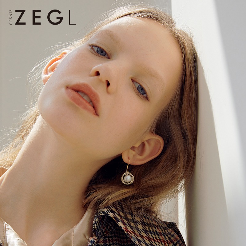 ZEGL輕奢高級感耳環女氣質淡水珍珠耳飾品耳墜2022新款潮復古耳釘-細節圖2