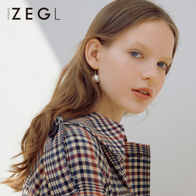 ZEGL輕奢高級感耳環女氣質淡水珍珠耳飾品耳墜2022新款潮復古耳釘-細節圖4