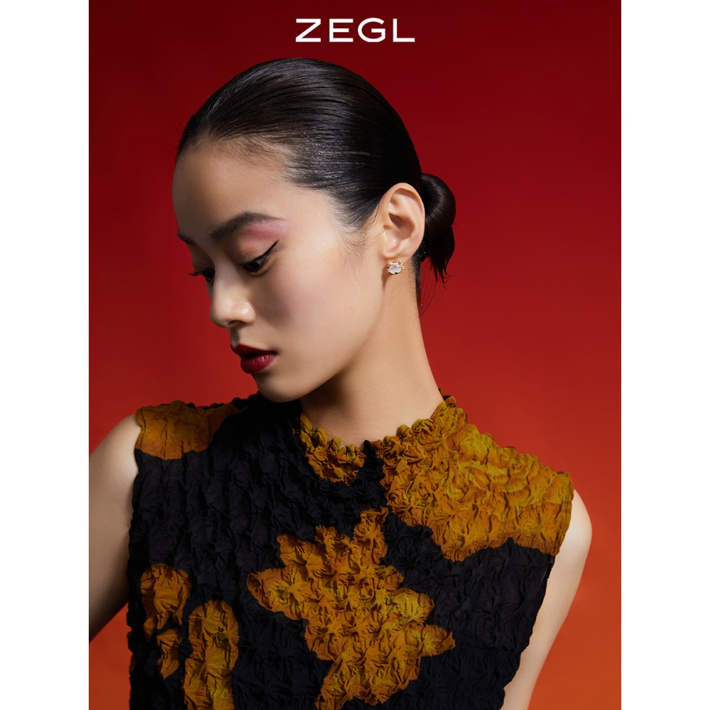 ZEGL虎年本命年禮物小老虎耳環女貓眼石耳釘925銀針過新年耳飾品-細節圖3