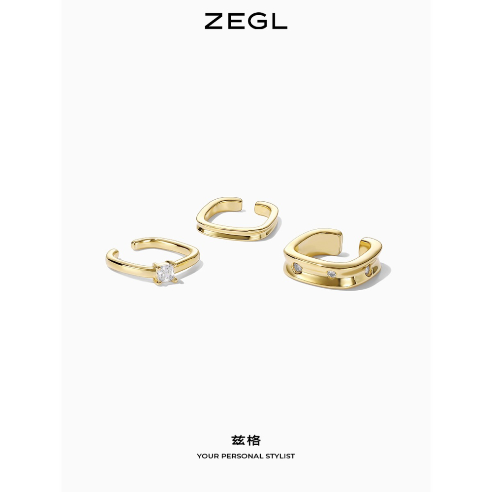ZEGL簡約方形耳夾女無耳洞高級感耳環耳骨夾冷淡風耳飾品小眾設計-細節圖3