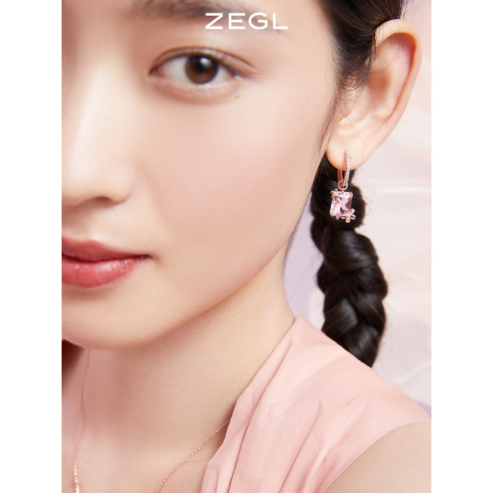 ZEGL設計師春日櫻花系列玫瑰金花朵耳環女2022年新款潮耳扣耳飾品-細節圖2