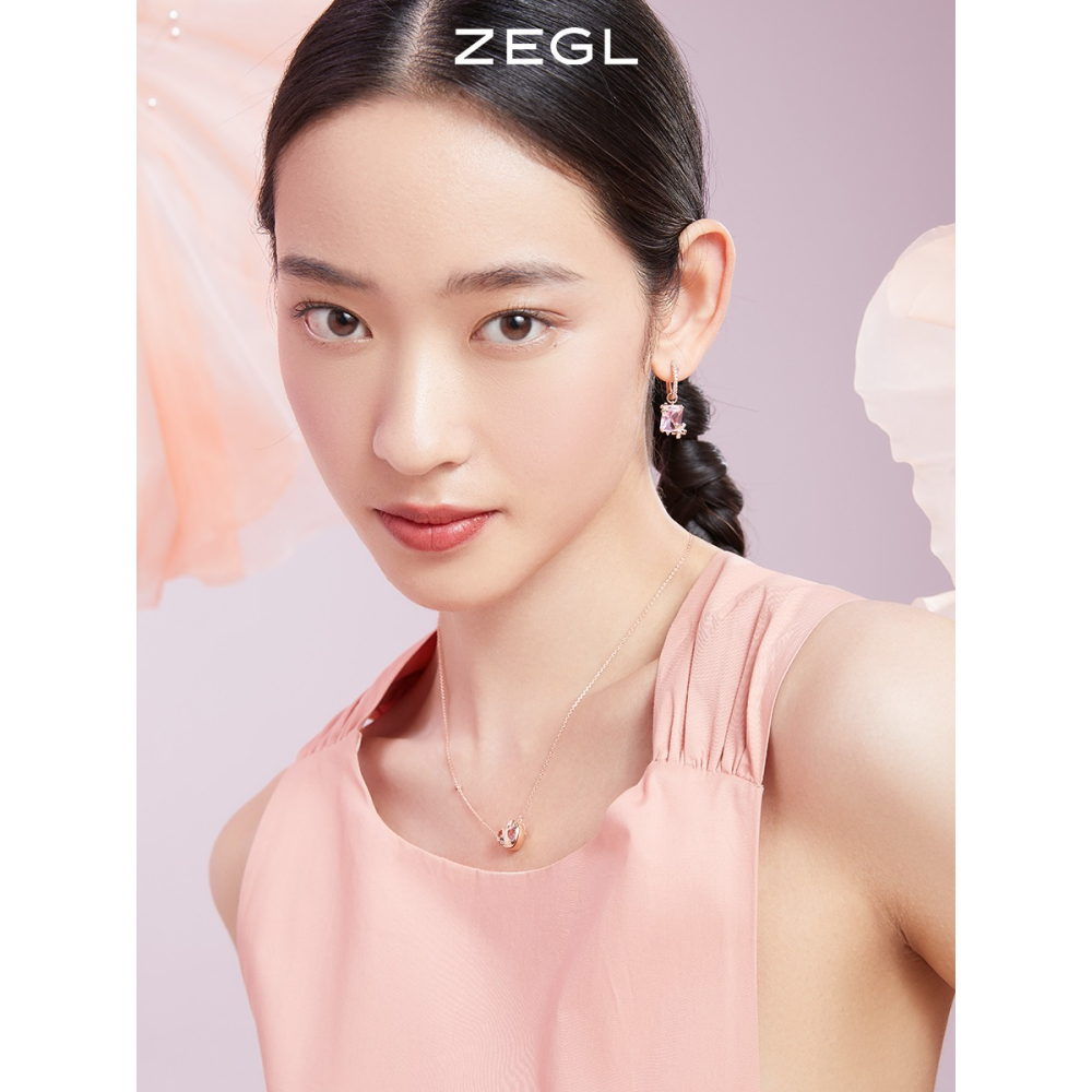 ZEGL設計師春日櫻花系列玫瑰金花朵耳環女2022年新款潮耳扣耳飾品-細節圖4