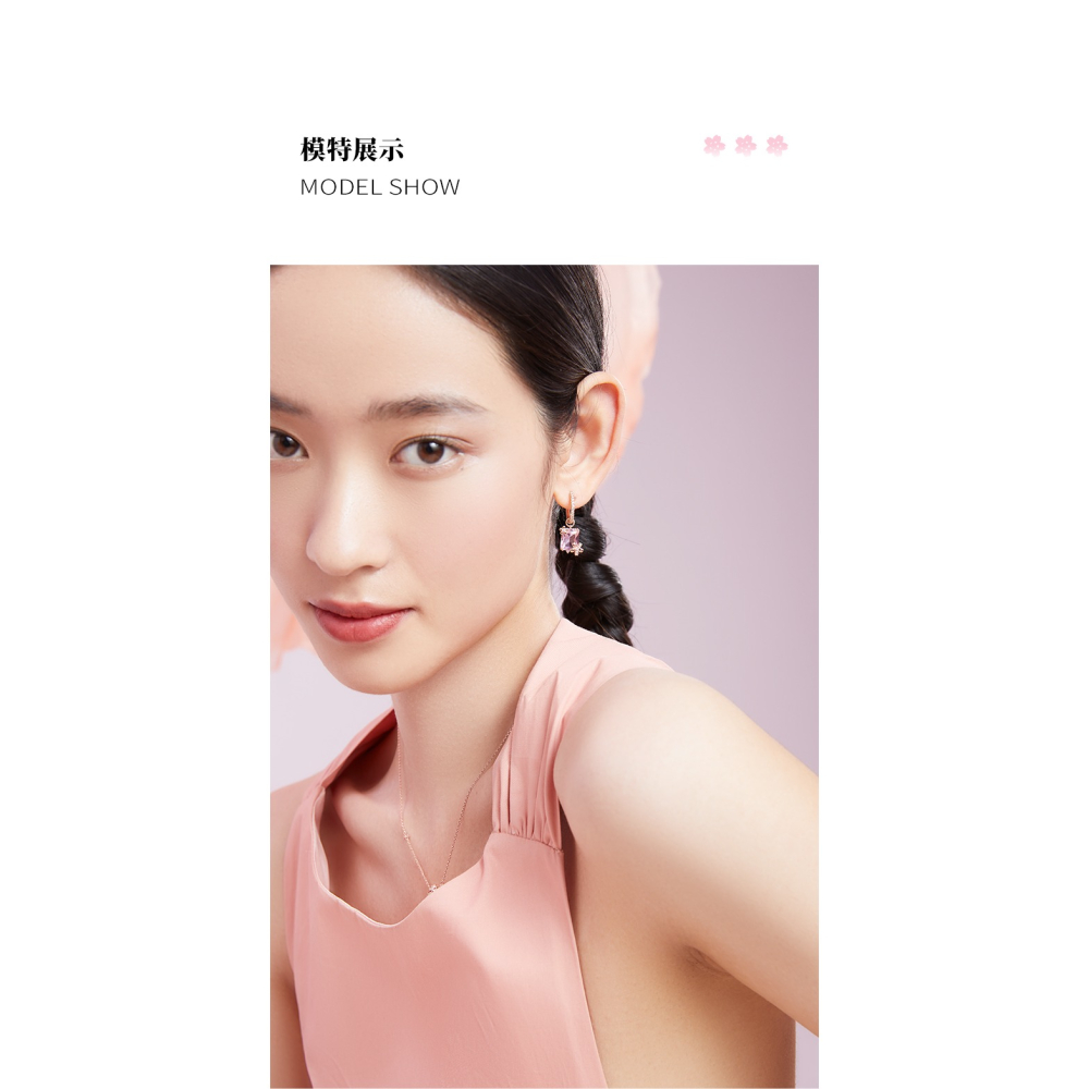 ZEGL設計師春日櫻花系列玫瑰金花朵耳環女2022年新款潮耳扣耳飾品-細節圖7