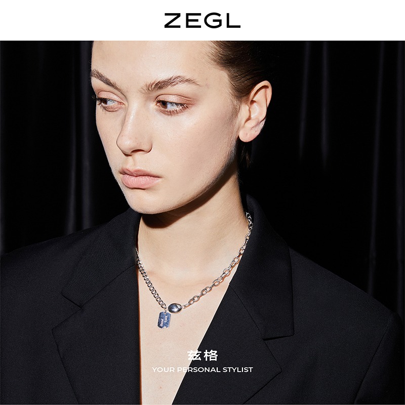ZEGL粗鏈條項鏈女ins嘻哈冷淡風小眾設計感鎖骨毛衣鏈秋冬配飾品-細節圖3