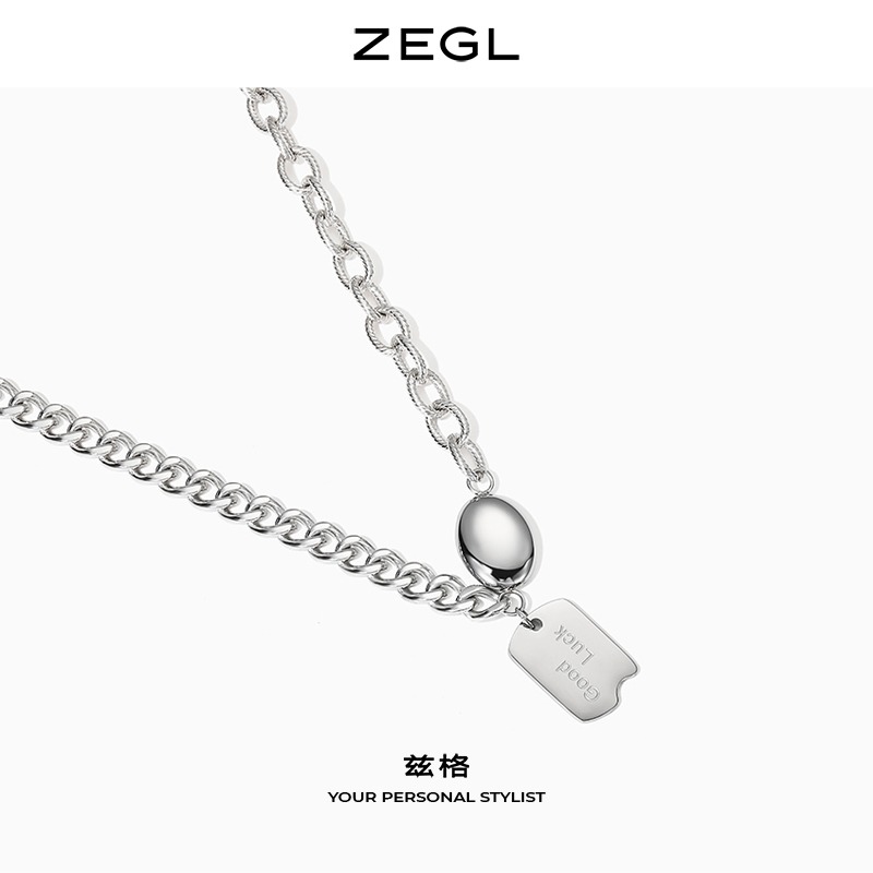 ZEGL粗鏈條項鏈女ins嘻哈冷淡風小眾設計感鎖骨毛衣鏈秋冬配飾品-細節圖4