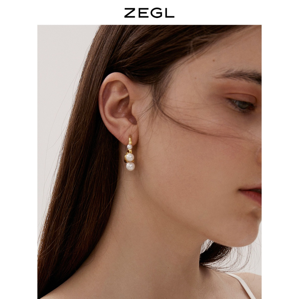 ZEGL設計師不規則人造珍珠耳環女2021年新款潮耳釘925銀針耳飾品-細節圖2
