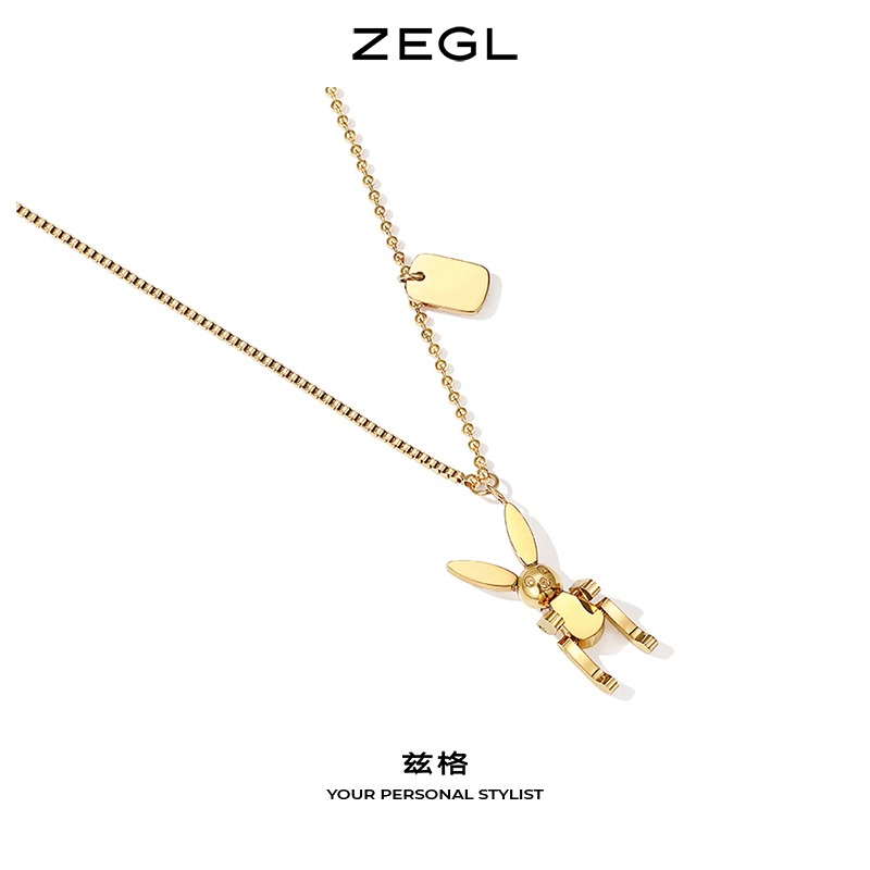 ZEGL機械兔子項鏈女2022年新款潮吊墜小眾設計個性鎖骨毛衣鏈配飾-細節圖3