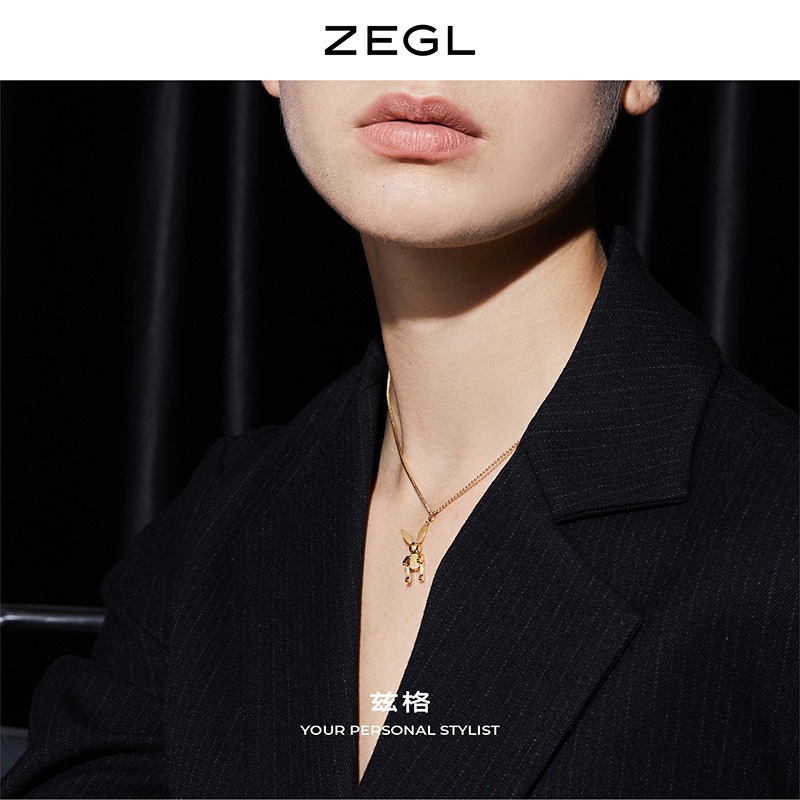 ZEGL機械兔子項鏈女2022年新款潮吊墜小眾設計個性鎖骨毛衣鏈配飾-細節圖4