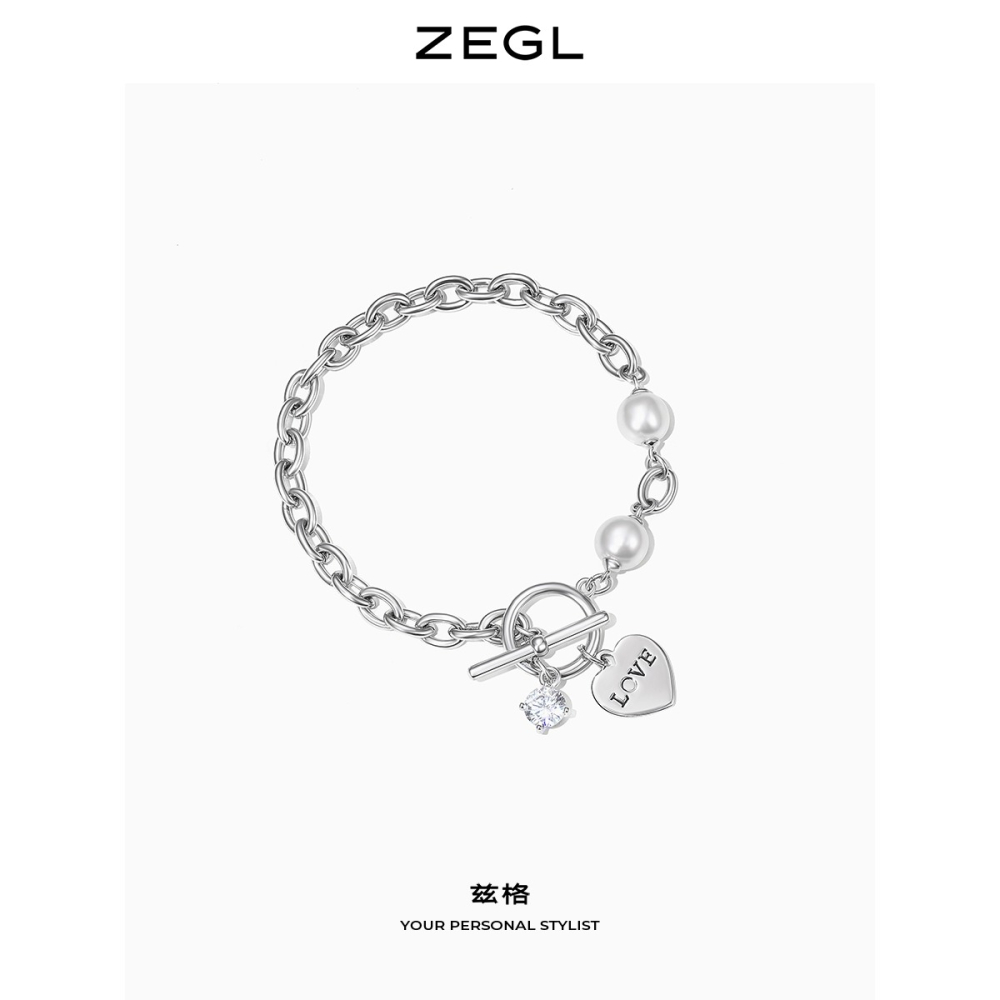 ZEGL愛心ot扣甜酷手鏈女ins小眾設計復古冷淡風個性氣質手飾配飾-細節圖3
