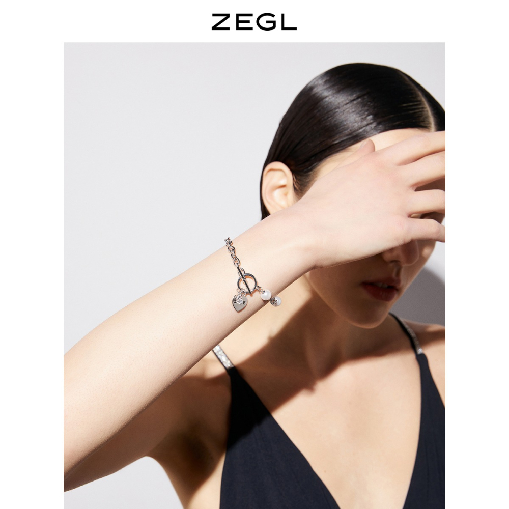 ZEGL愛心ot扣甜酷手鏈女ins小眾設計復古冷淡風個性氣質手飾配飾-細節圖4