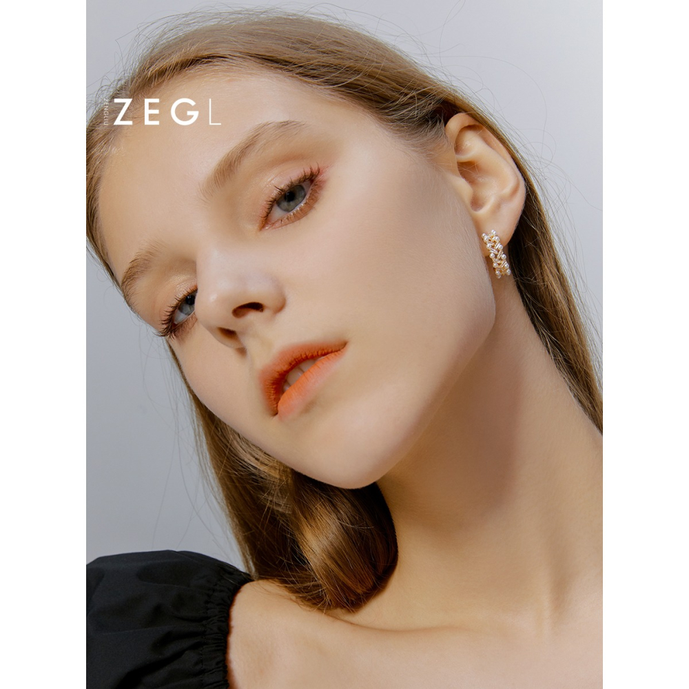 ZENGLIU輕奢半圈C形耳釘女法式高級感復古耳環氣質個性網紅耳飾品-細節圖4