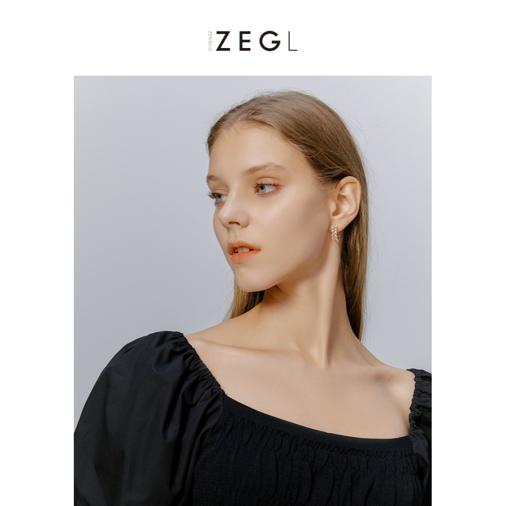 ZENGLIU輕奢半圈C形耳釘女法式高級感復古耳環氣質個性網紅耳飾品-細節圖5
