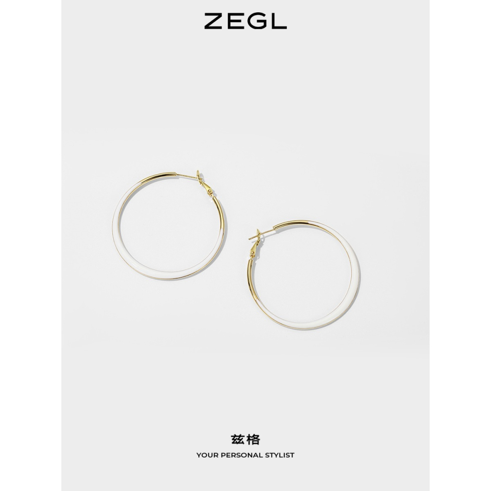ZENGLIU誇張大圓圈耳環女時尚氣質圓環耳釘韓國網紅925銀針耳飾品-細節圖3