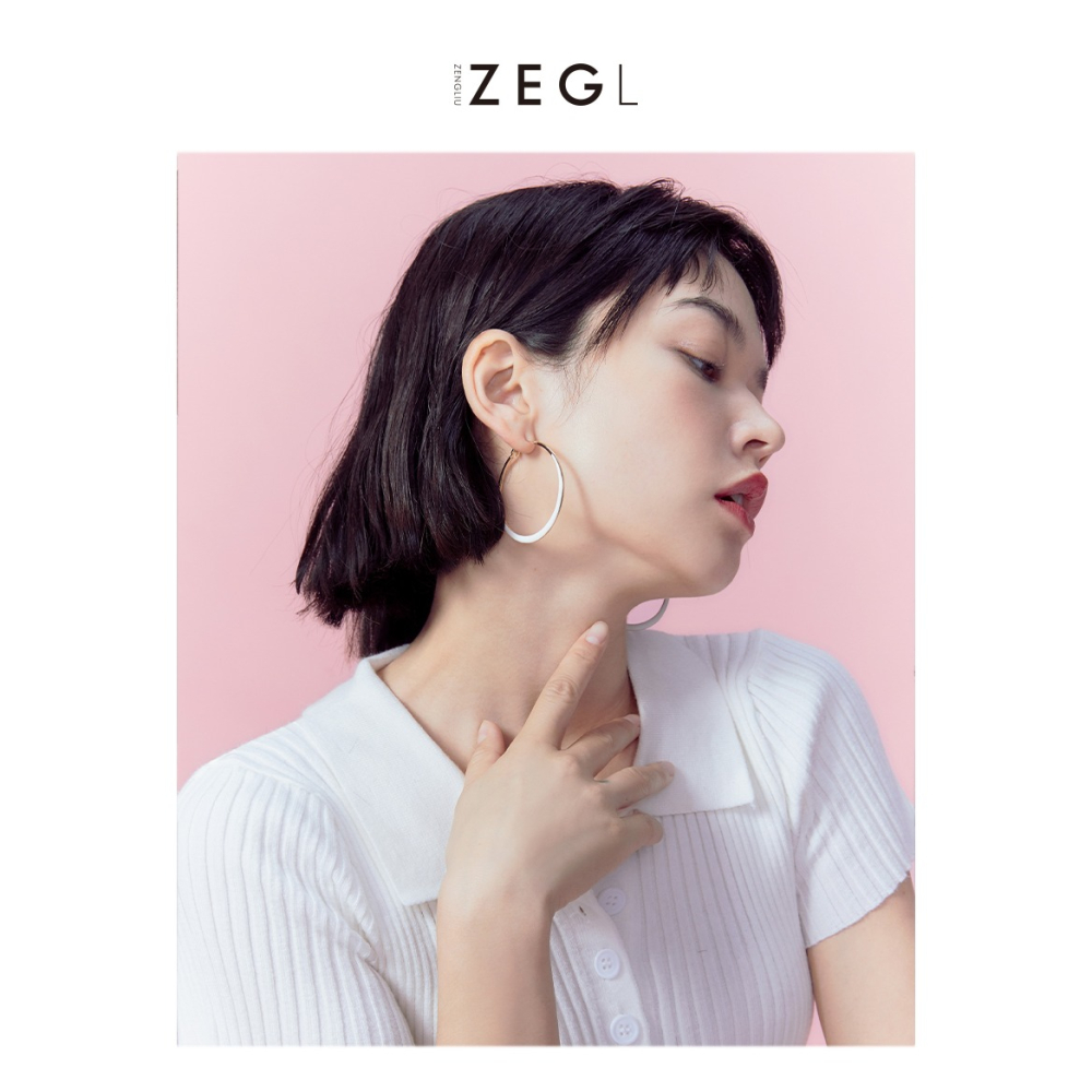 ZENGLIU誇張大圓圈耳環女時尚氣質圓環耳釘韓國網紅925銀針耳飾品-細節圖5