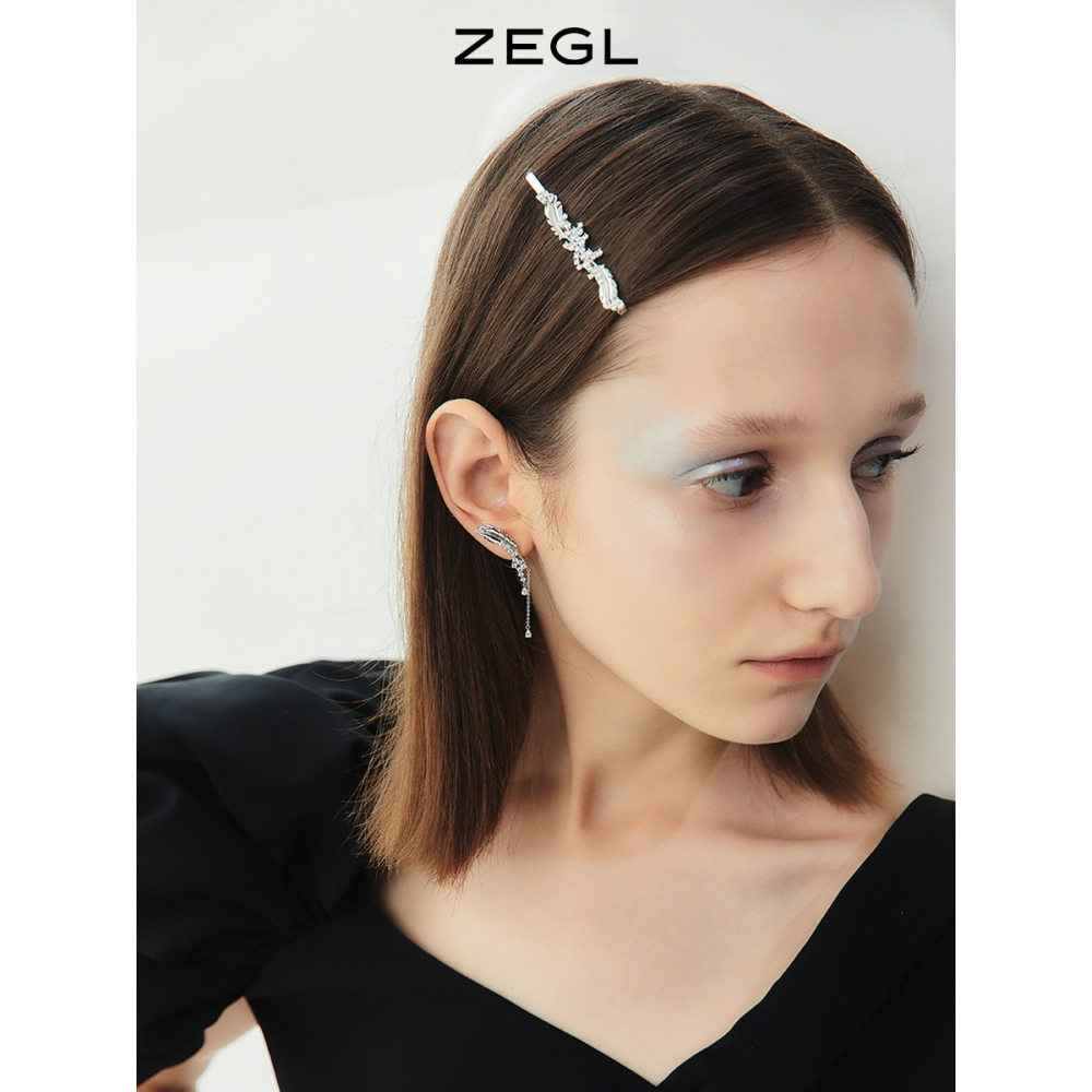 ZEGL設計師黑天鵝羽毛發夾女側邊發卡一字夾網紅2021年新款發飾品-細節圖2