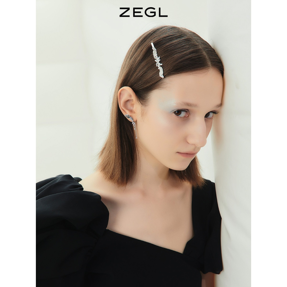 ZEGL設計師黑天鵝羽毛發夾女側邊發卡一字夾網紅2021年新款發飾品-細節圖4